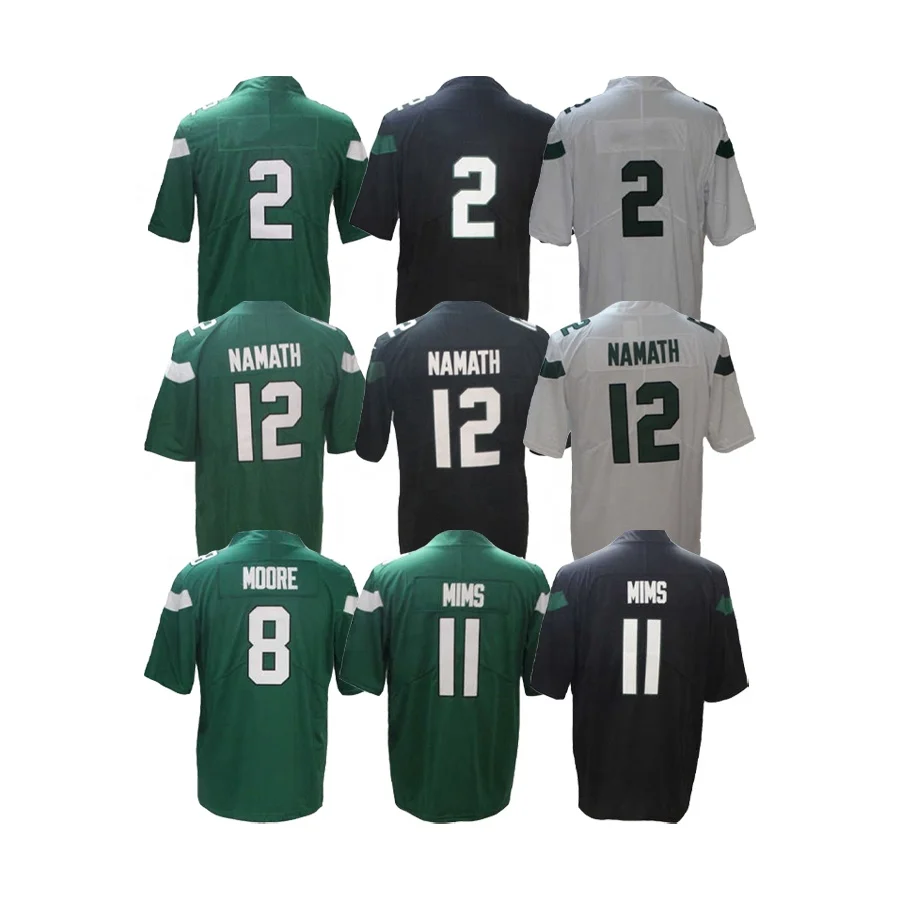 

American Football Jerseys Joe Namath Jersey Elijah Moore Denzel Mims Stitched Green White Black, Customized color
