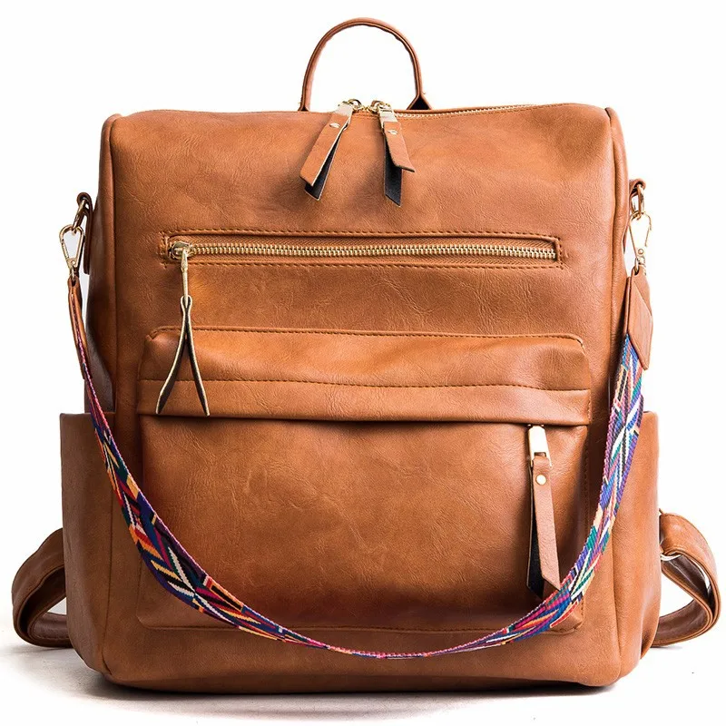 

Premium OEM Twinkle Student School Bag Custom Retro PU Soft Leather Backpack