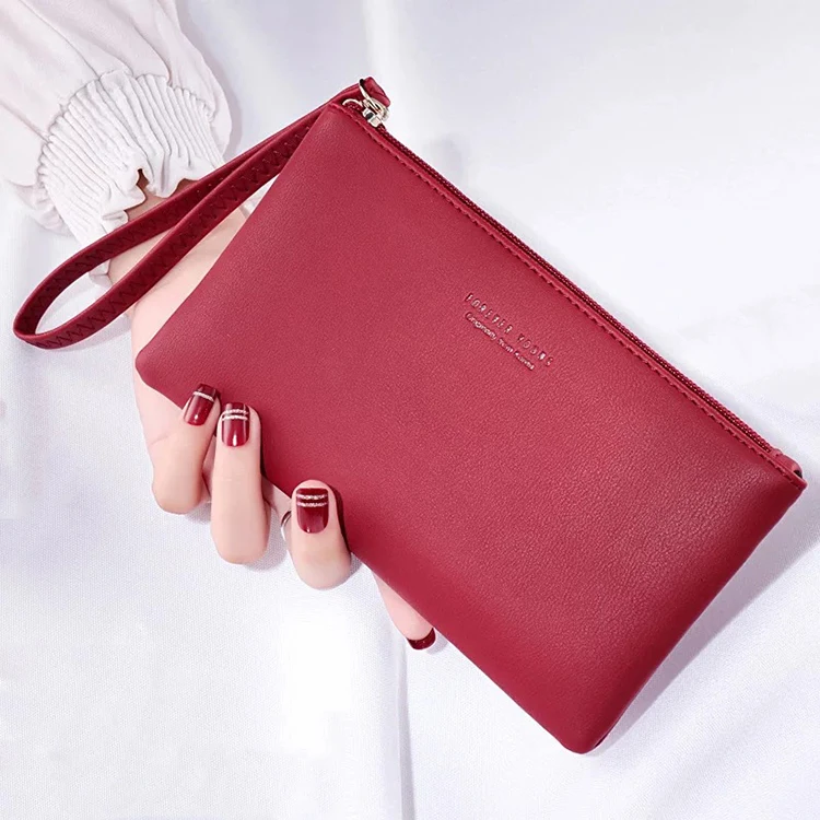

2020 Fashion PU Leather Bag Soft Ladies Phone Pouch Handbag Women Clutch Money Bag, Black, pink, blue, grey