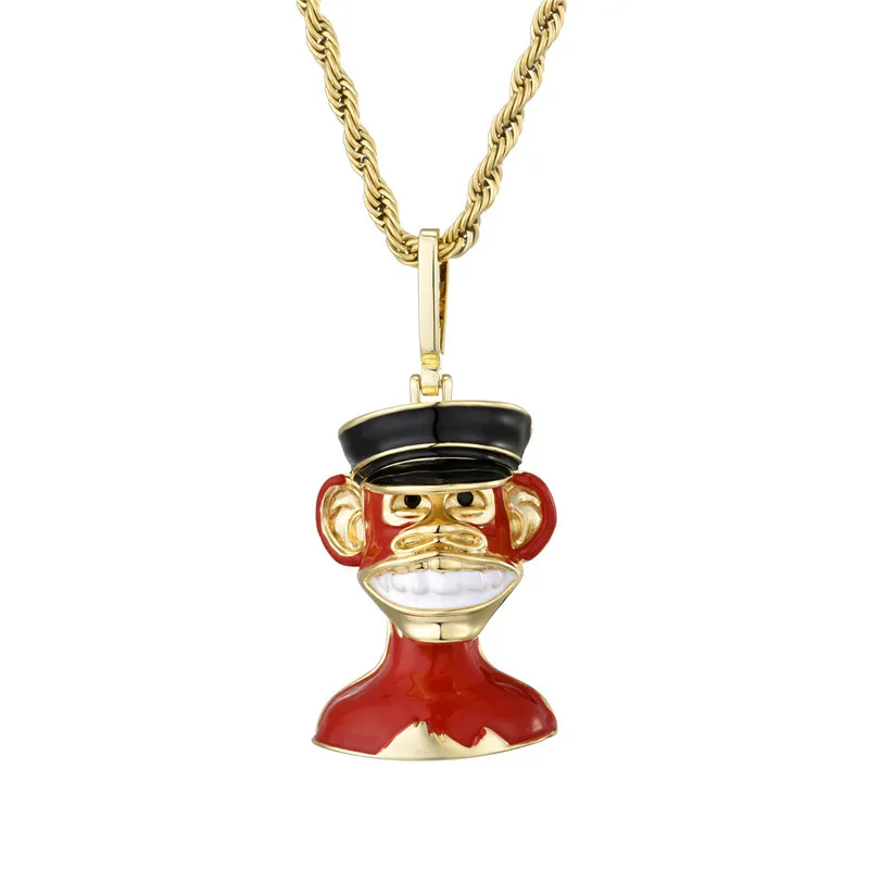 

Hip Hop Jewelry Gold Plated Y2K Metaverse Monkey Pendant NFT Crypto Punks Enamel Necklace Pendant
