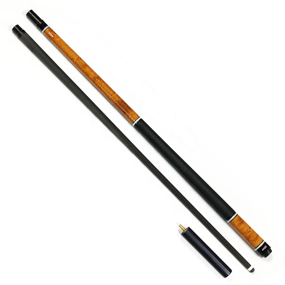 Super Quality Billiard 100% Real Carbon Shaft Maple Wood Butt 1/2 Pool Cue  58" Length with Extension  and Cue Joint Cover
