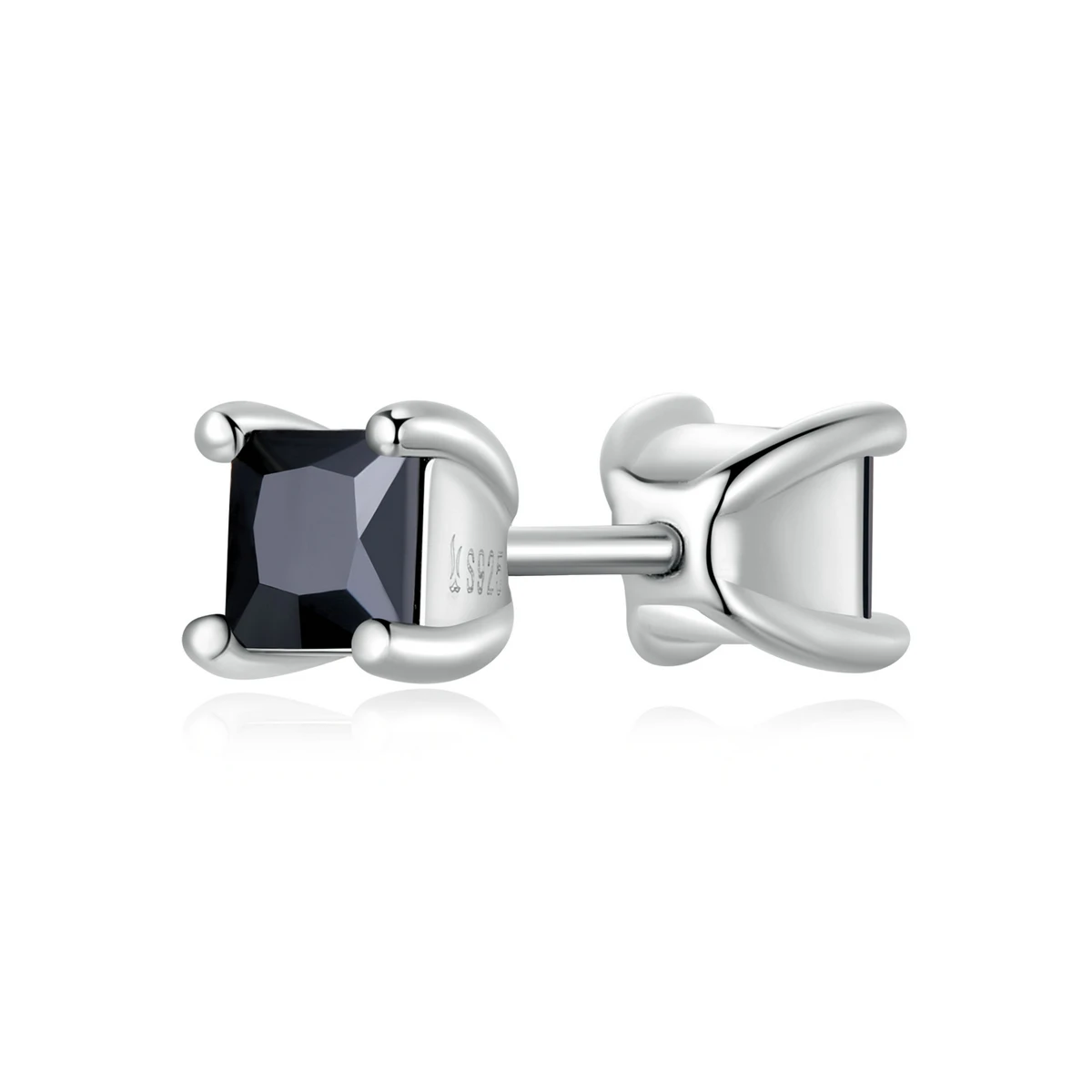 

silver fine zircon jewelry 925 Sterling silver black square cubic zirconia fashion jewelry 2023 earrings for women SCE1325