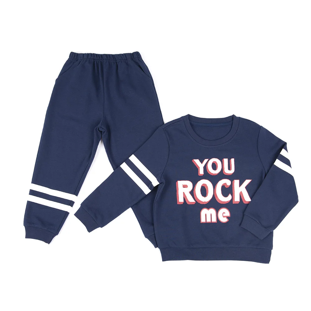 

dark blue sweater boy two pieces set you rock me printing boys spring set 2021 boys clothing sets baby clothes