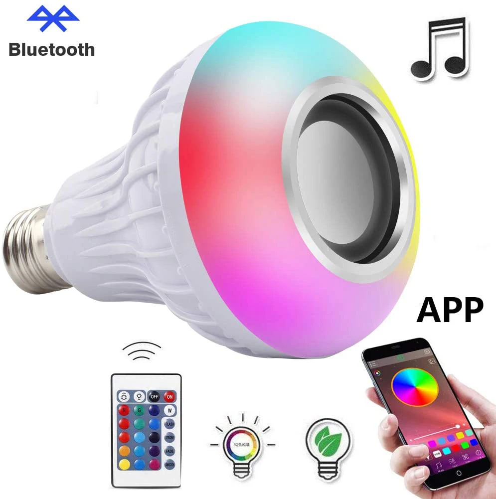 CE RoHS E27 B22 Remote Control APP Control RGB Multi Color Changing Speaker Bluetooth Generation II LED Smart Light Bulb
