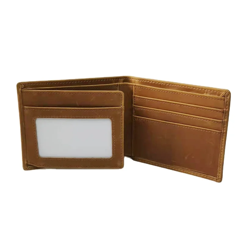 

Custom Man Classic Cow Leather Wallets Vintage Real Leather Men's Wallet Thin RFID Blocking Slim Mens engraved Wallet