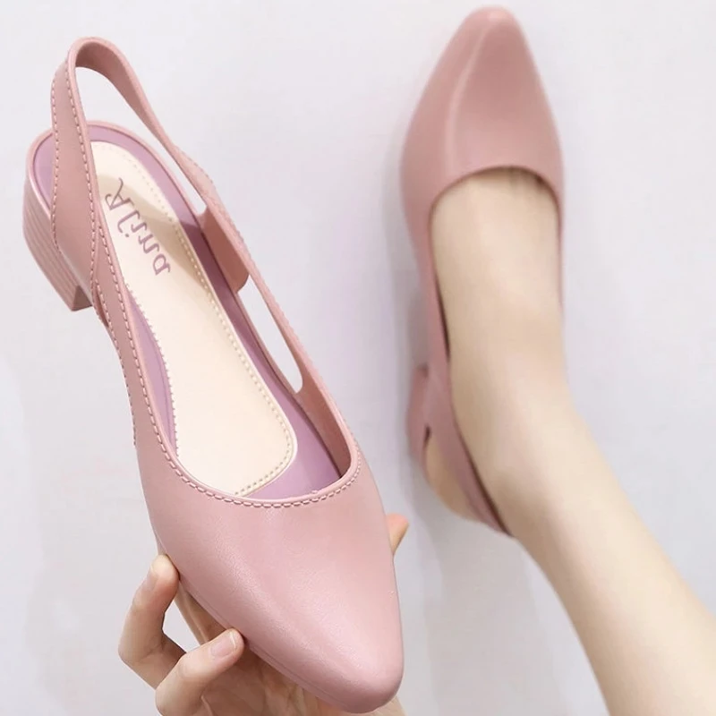 

Summer Women Jelly Sandals Slingbacks Candy Colors Hollow Out Woman Low Heels Pumps Ladies Casual Outdoor Soft Footwear