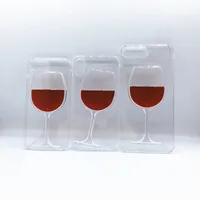 

Transparent Plastic Hard cell phone case red wine glass cup beer bottle liquid case for iphone xr xs max x 8plus 567