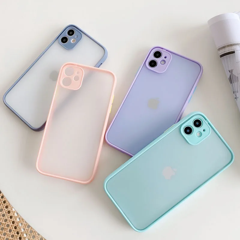

Camera Matte Translucent Shockproof Back Phone Case For iPhone 11 Case For iPhone 12 Pro max phone Case