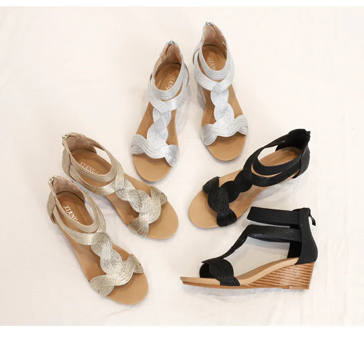 

2021 fashion summer sandals women causal with comfortable, Gold/silver/black