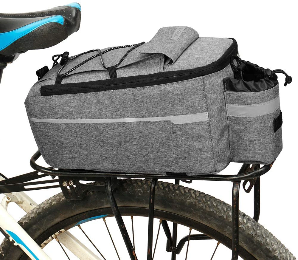 

Insulated Trunk Cooler Bag for Warm or Cold Items,Bicycle Rear Rack Storage Luggage, Grey