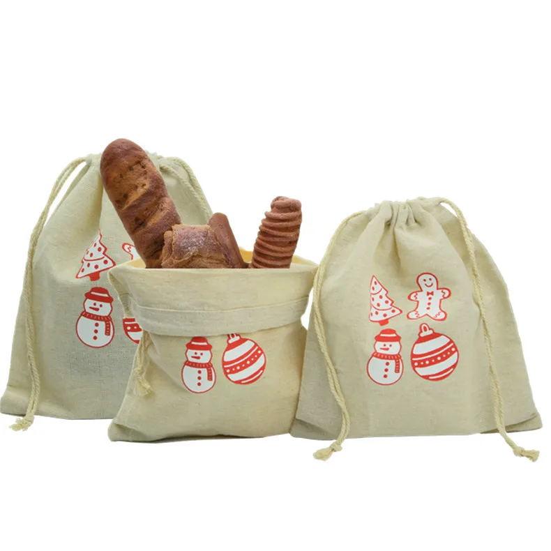 

custom with logo eco friendly reusable organic cotton pouch small gift linen drawstring bread bag, Customized color