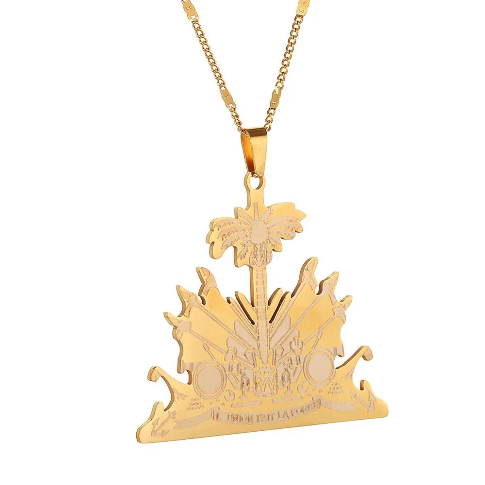 

Stainless Steel Haiti Pendant and Necklace Trendy Ayiti Items Haiti Tree Pattern Jewelry