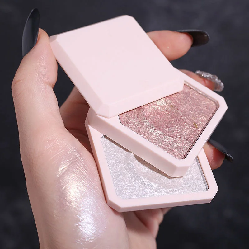 

2021 2 colors highlight palette high pigment shimmer powder brighten contour face powder diamond highlighter creamy highlights, 4 colors