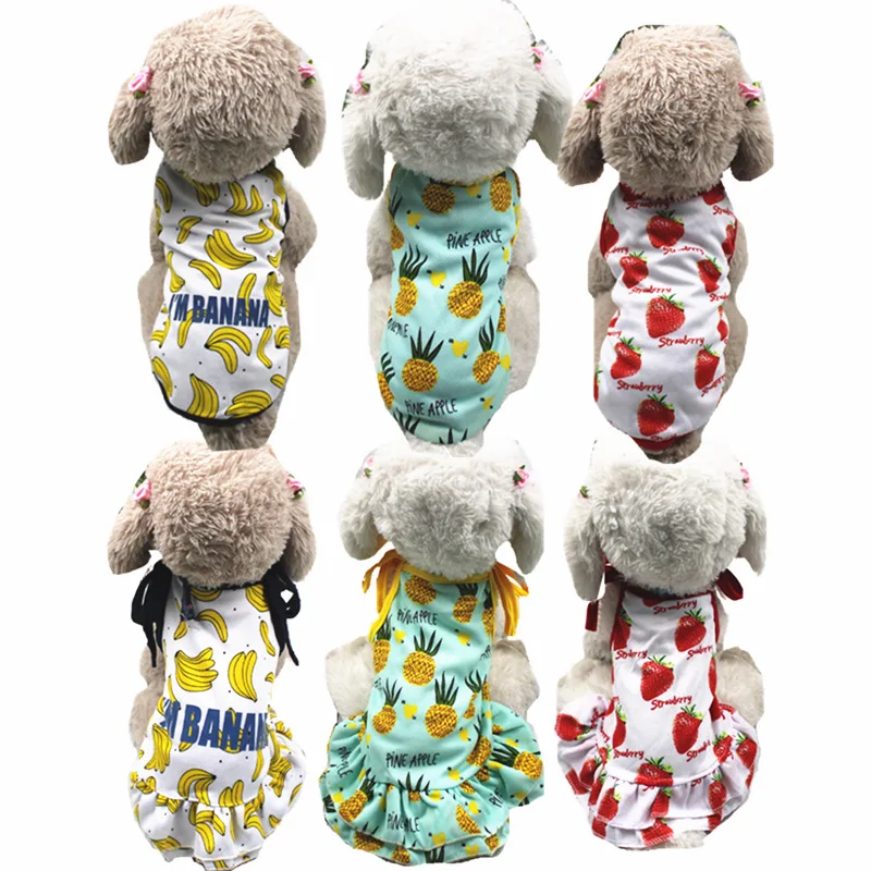 

New pet clothes spring and summer thin pineapple mesh waistcoat dog skirt small dog VIP cat clothes