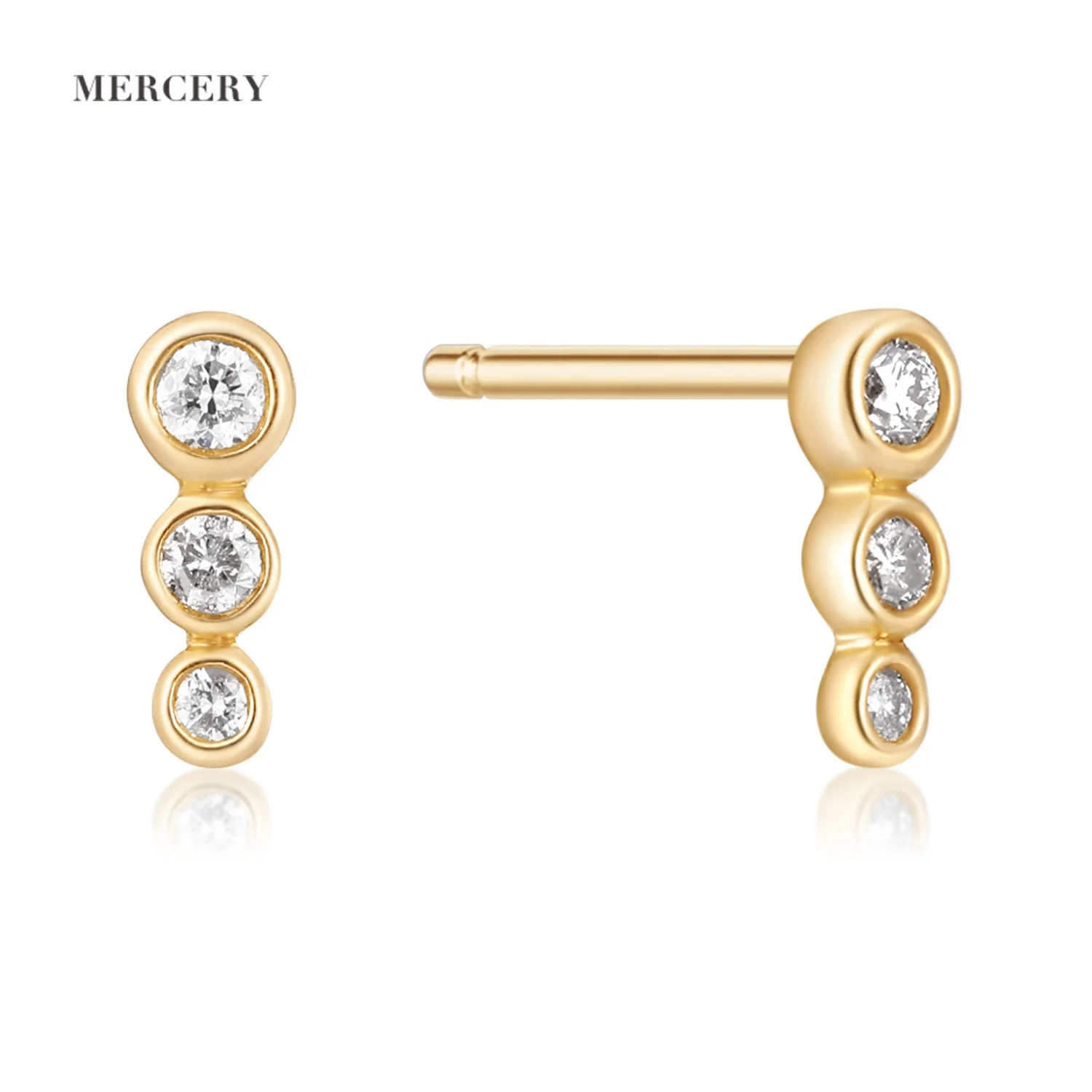 

Mercery Fine Jewelry Earrings Minimalist Luxury Diamond Jewelry Earring 14k Solid Gold Needle Stud Earrings For Anniversary Gift