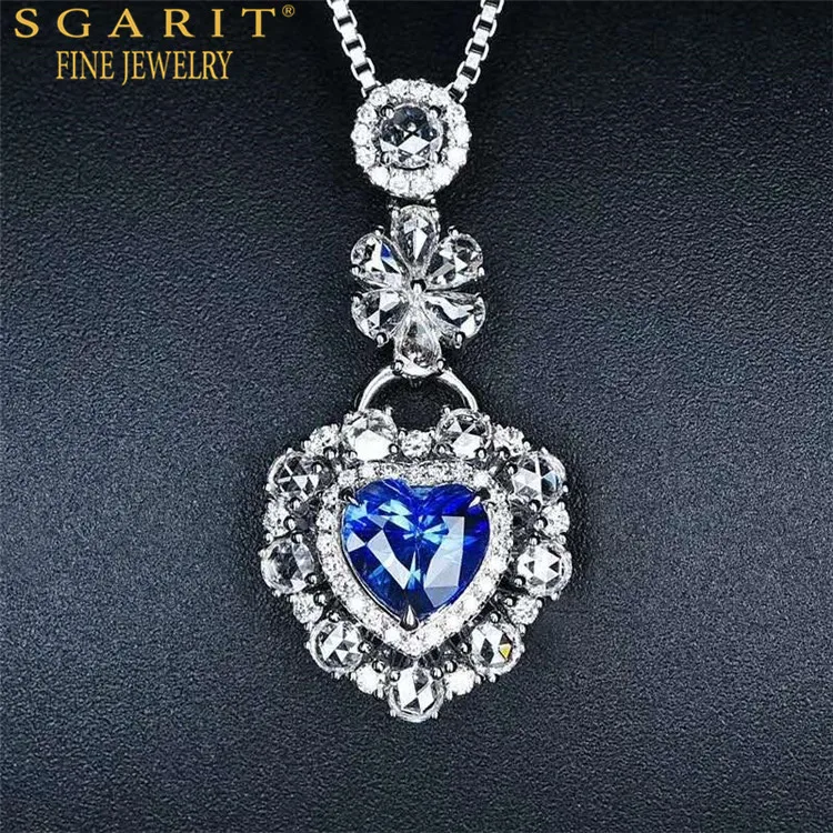 

SGARIT European lady wedding gem jewelry 1.63ct unheated royal blue natural sapphire pendant for 18k gold necklace