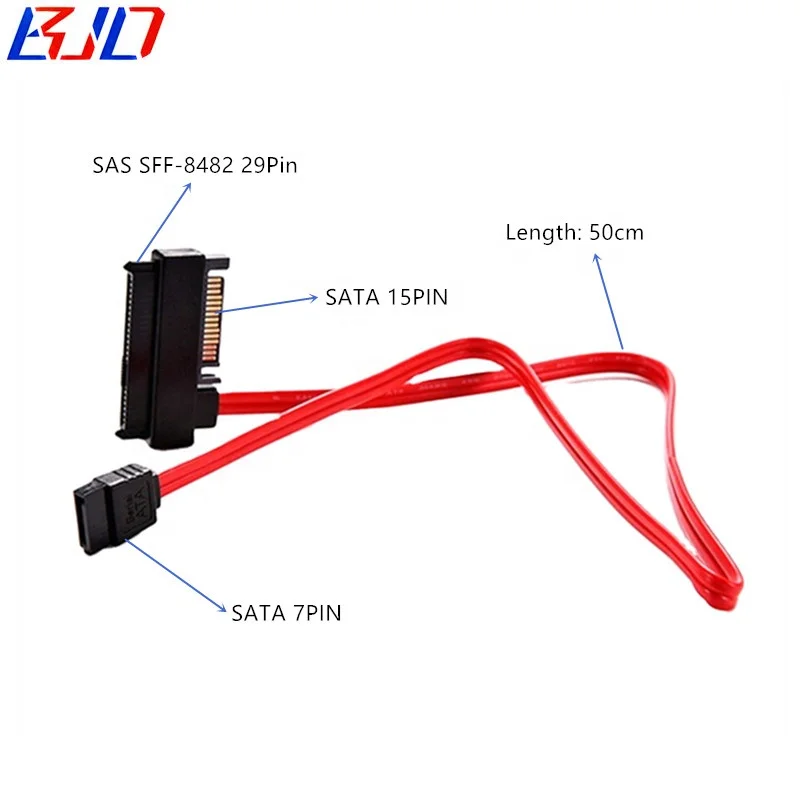 

Hot Sale SAS SFF-8482 29 Pin to SATA 7 Pin HHD Hard Disk Drive Data Cable with 15Pin Power, Red