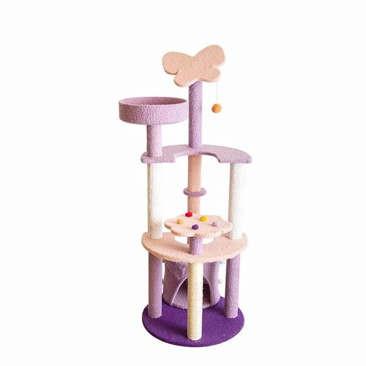 

Secure amazon top selling multi layer high quality cat house shelf playing scratcher butterfly type pet bed cat scratching tree