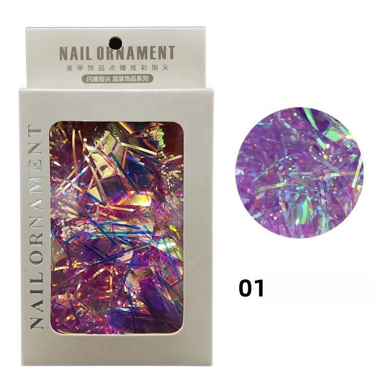 

Wholesale Professional Supplier Long Glass Laser Mirror Nail Art Stickers