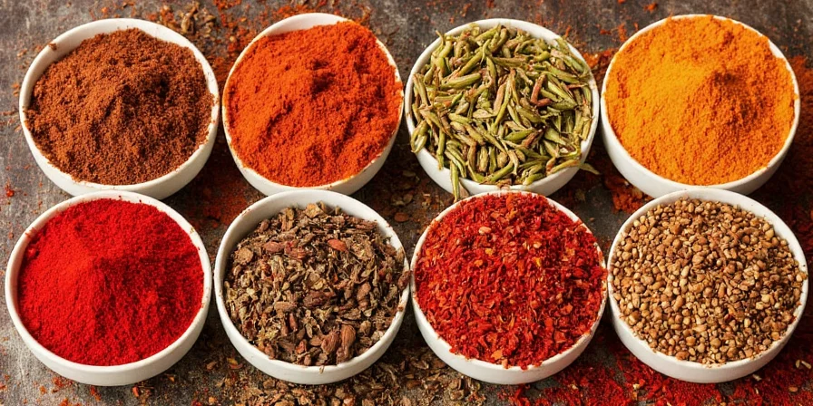 Colorful plate of global spices