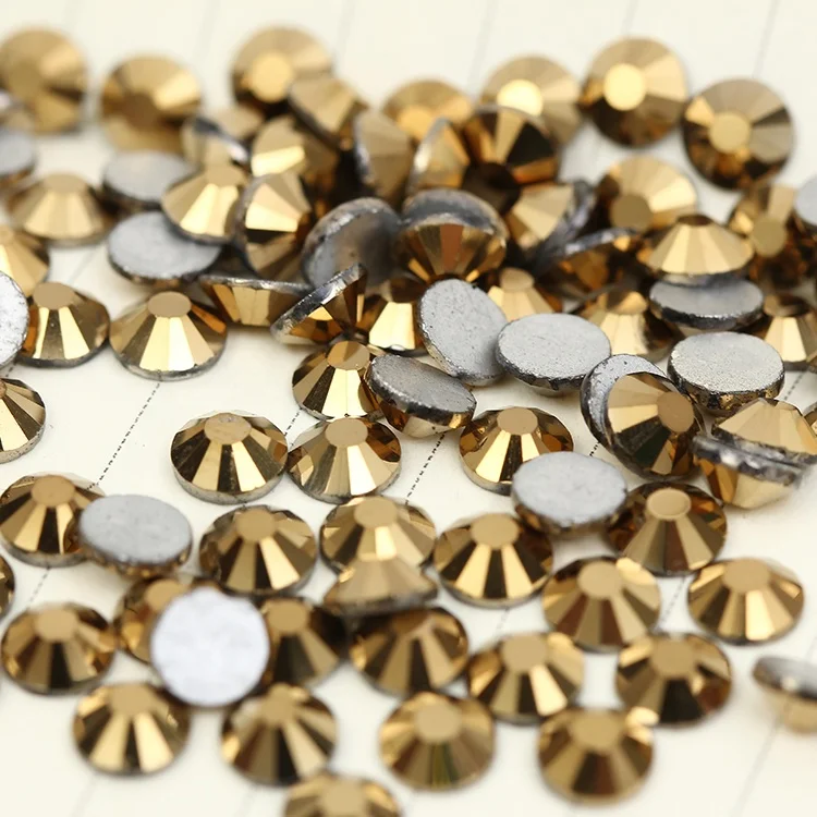 

Wholesale No Hot Fix Crystal Strass Clothes 3D Nail Decoration Aurum golden Rhinestones Bulk