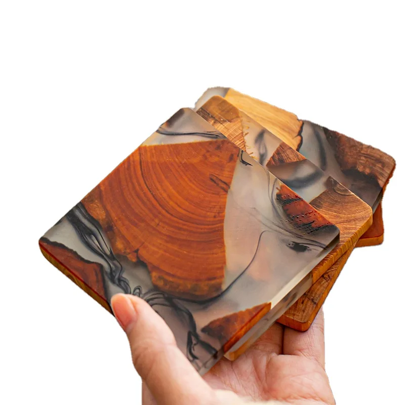 

Japanese-style wooden tea coaster resin insulation pad simple cup holder creative gasket tea ceremony spare parts household cypr, Natural