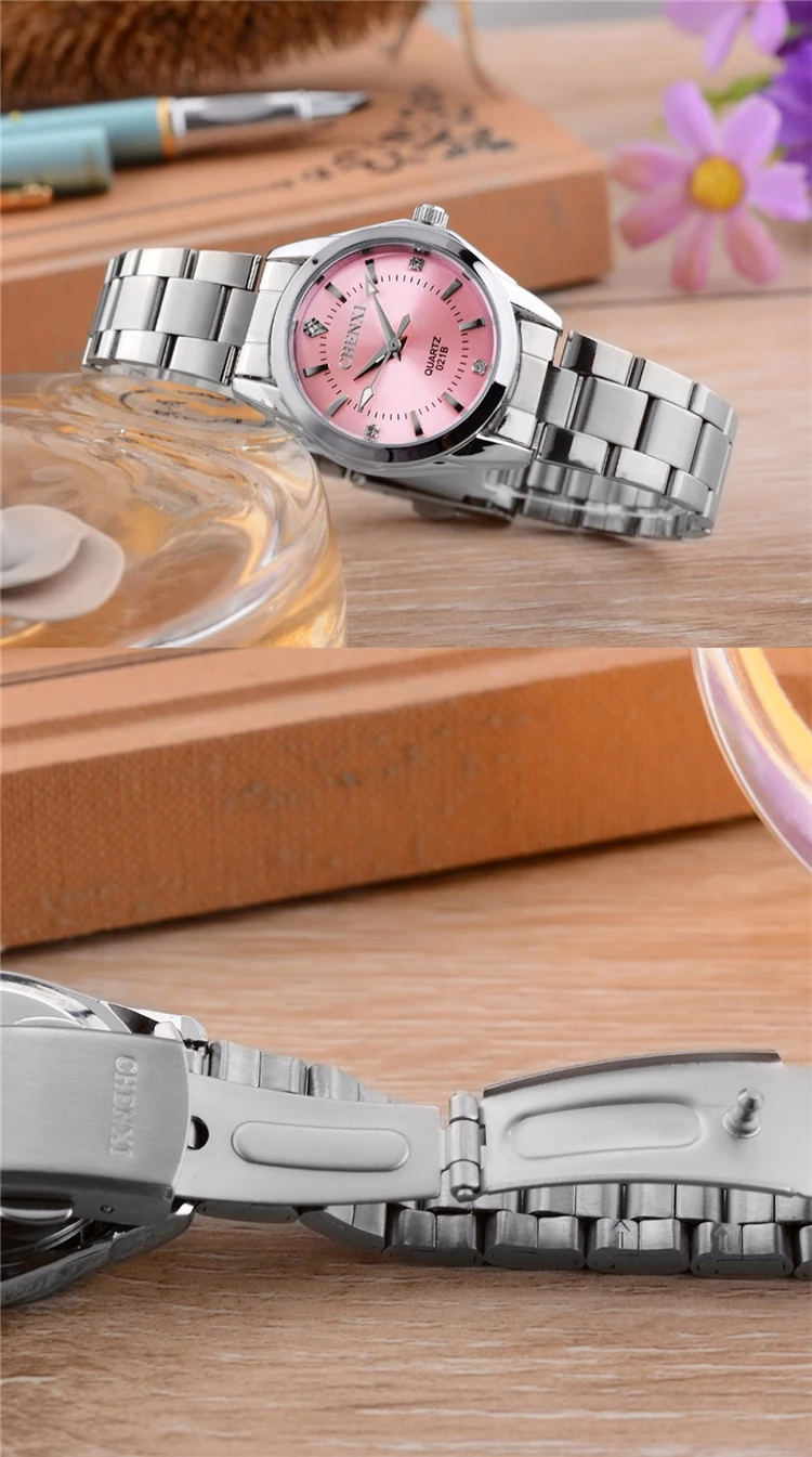 CHENXI 021 B Women Watch Ladies Stainless Steel Quartz Top Brand Luxury Fashion Pink Watches Gift Clock