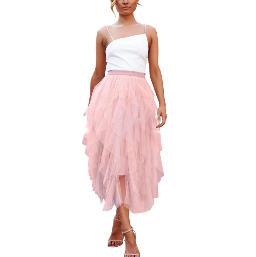 

Women clothing cupcake pleated magic wrap long tutu skirt New Women Irregular Layering High Waist Ball Gown Skirt