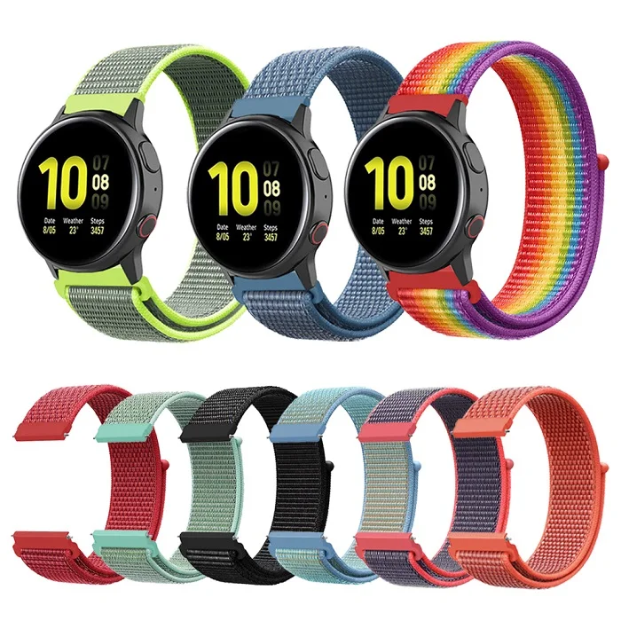 

for Samsung Galaxy 42mm 46mm Gear S3 huami amazfit bip huawei gt 2 20mm 22mm Nylon Loop Watch Band