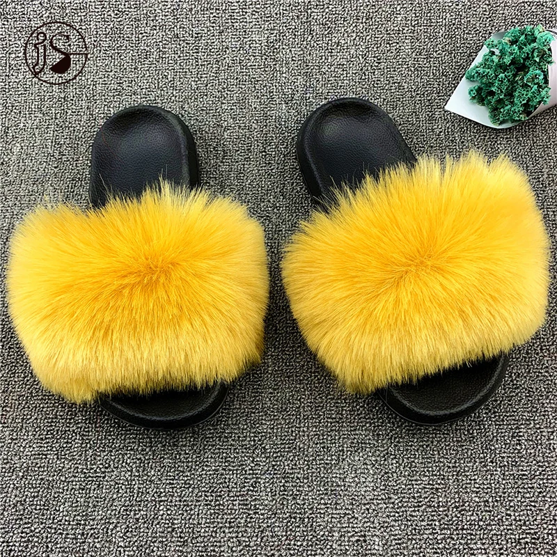 

2021 New Fur Slides For Women Outdoor Comfy Warm Furry Slippers Fuzzy Women Slippers Footwear, Picture