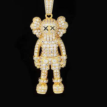 

Hip hop cartoon Puppets hip hop pendant full of zircon ice out men's hipster necklace jewelry gift, Gold,silver,black