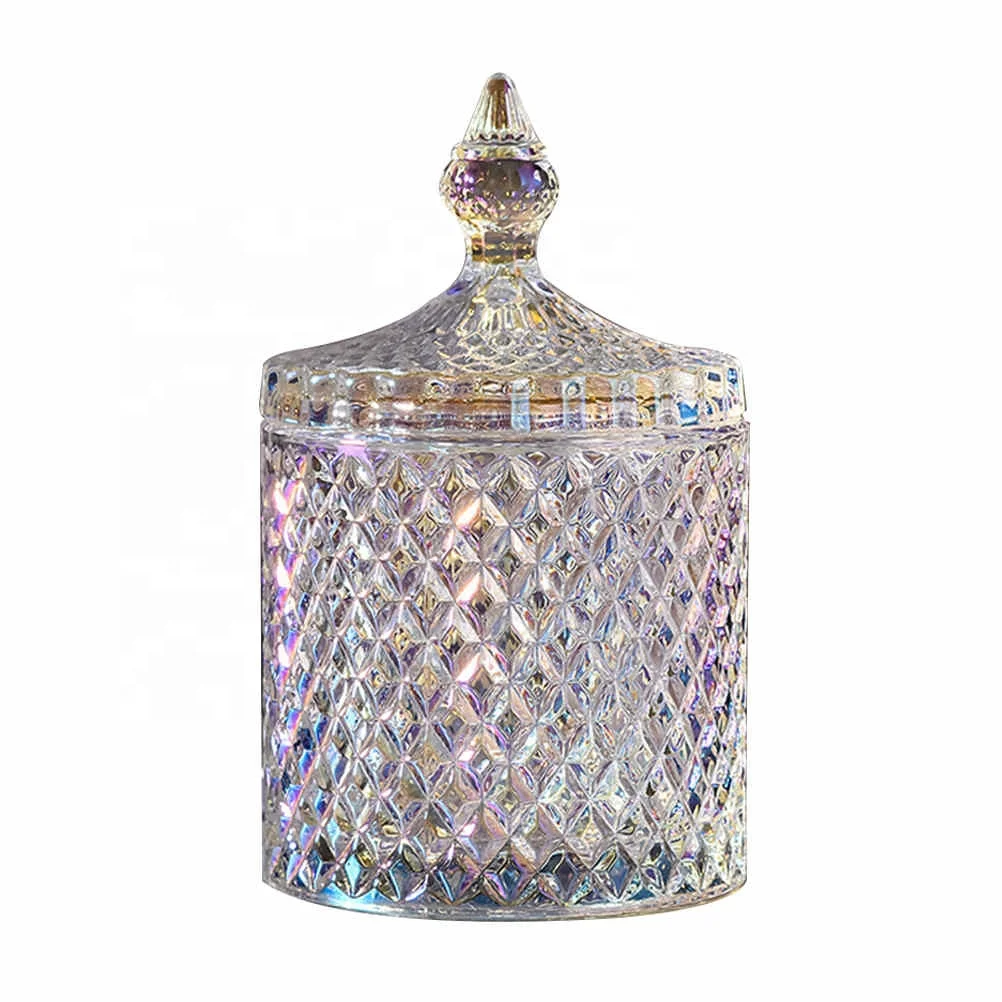 

1PC Cookie Decorative Glass Crystal Jar Crystal Candy Dish Candy Jar Storage Container Organizer Jar for House Decoration