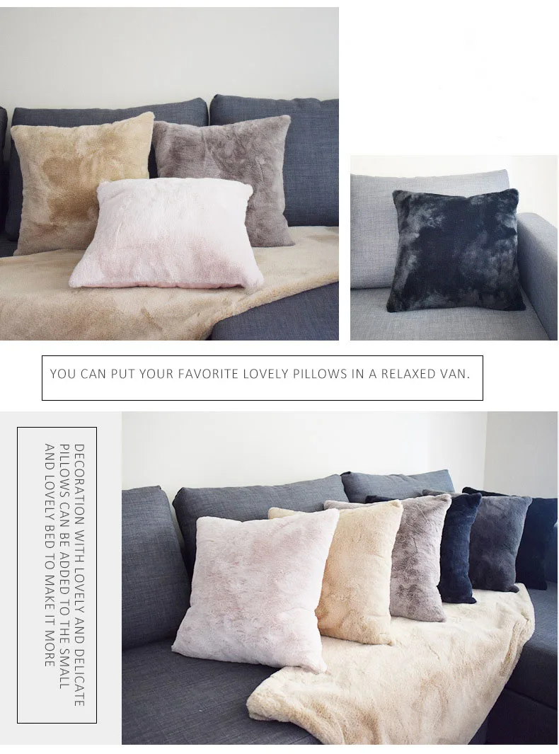 2020 Popular Decorative Cushion Design Pure Color Like Rabbit Hair Bed Pillows
