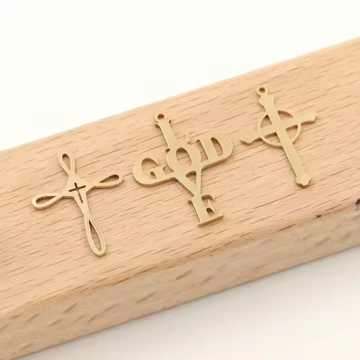 Christian Religion Vintage 14K Gold Filled Cross Necklace Pendant Charms for Jewelry Making