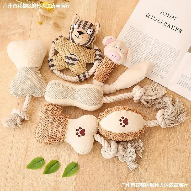 

Big Medium And Small Dog Cat Bone Tear Bite Pet Toy Sound BB Called Molar Cotton Rope to relieve dog plush toys, Photo