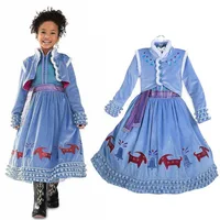 

2020 Latest elsa Anna princess costume girls long frocks frozen dress party performance wear winter girl dresses for kids