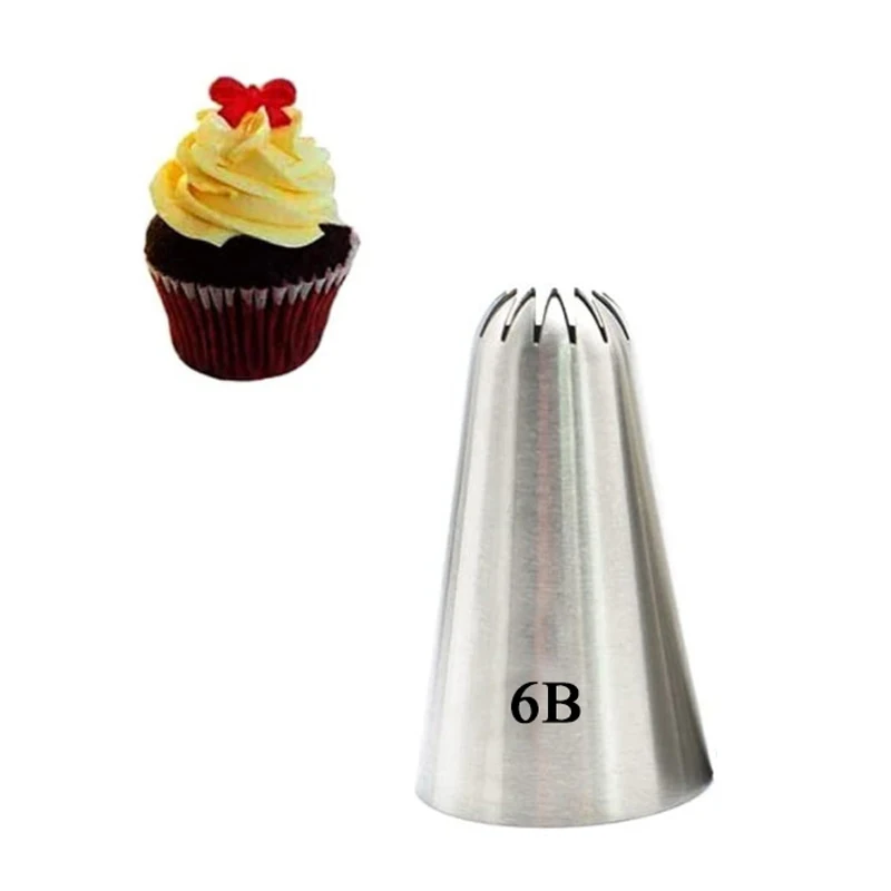 

Seamless Stainless Steel 304 Cake Nozzle 6B Piping Tips Cream Cupcake Decoration Baking Tools, Silver