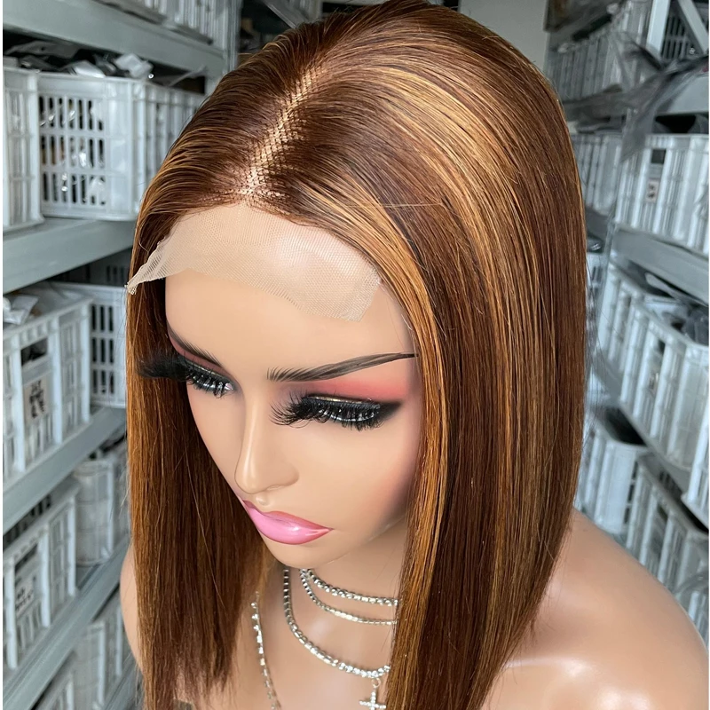 

Ms Mary 12A Grade Virgin Raw Vietnamese 4x4 T Part Human Hair Wig , 180% Density Super Double Drawn Bone Straight Bob Wig, Highilgith / orange human hair wigs