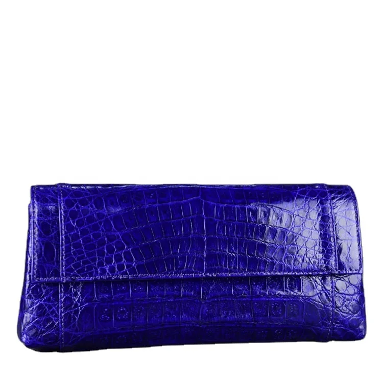 

Latest gorgeous croc leather chic ladies clutch bags leather evening handbags blue women purse custom made bags