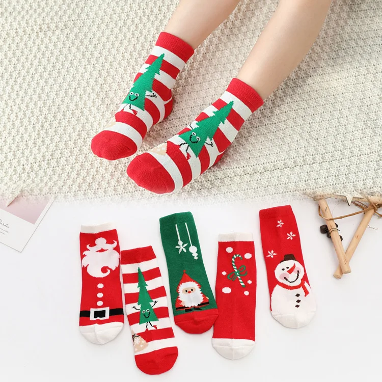 

Jingwen OEM Calcetines Navidenos Winter Crew Kids Christmas Stockings Socks