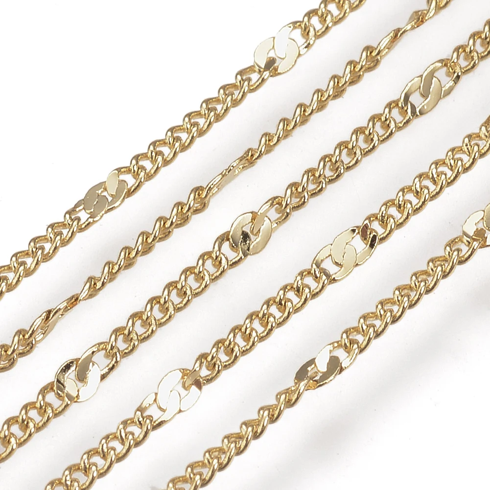 

PandaHall Spool Real 18K Gold Plated Soldered Brass Figaro Chains