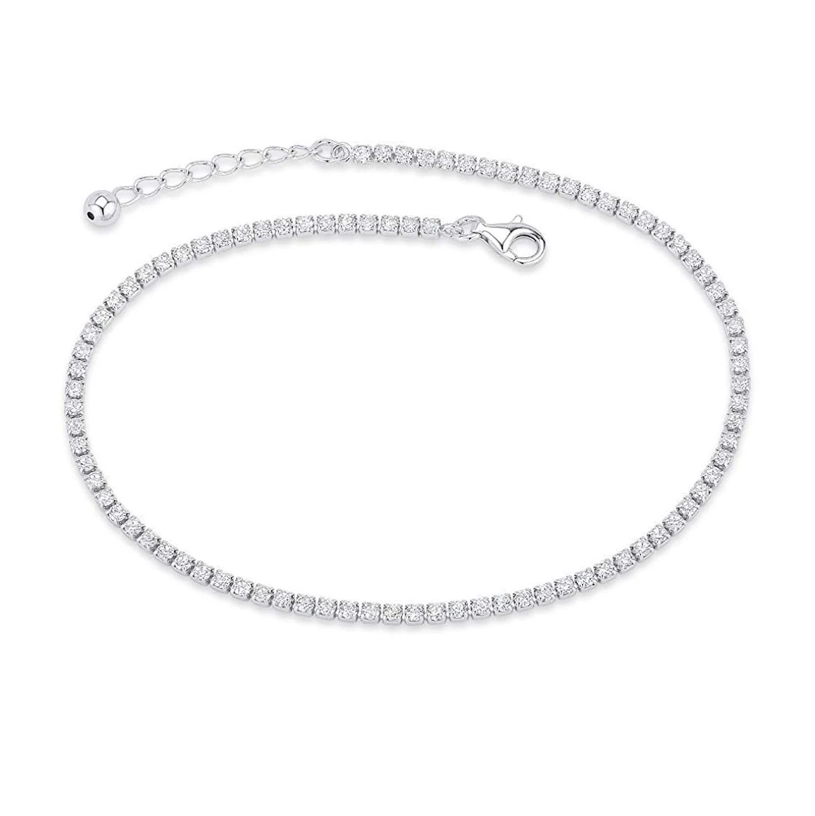 

Peishang 925 Sterling sliver Jewelry tennis White Zircon Gift For Girl Women Hot Sale Anklets