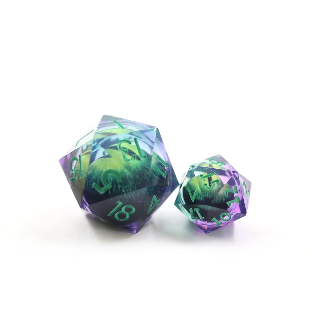 

Chinese customized transparent polyhedron 33mm soft edge D20 resin dice blank