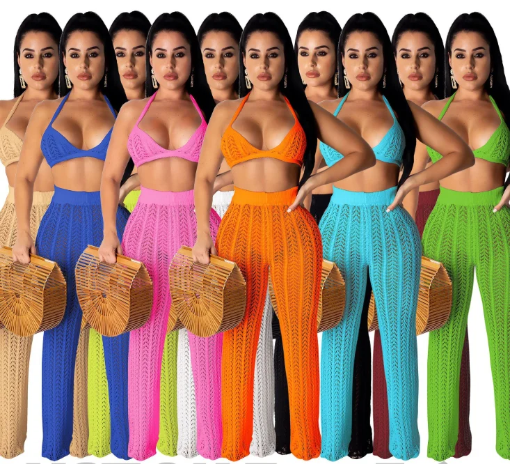 

Backless Bra And Pant Knitting Hollow Out 2 piece sets sexy