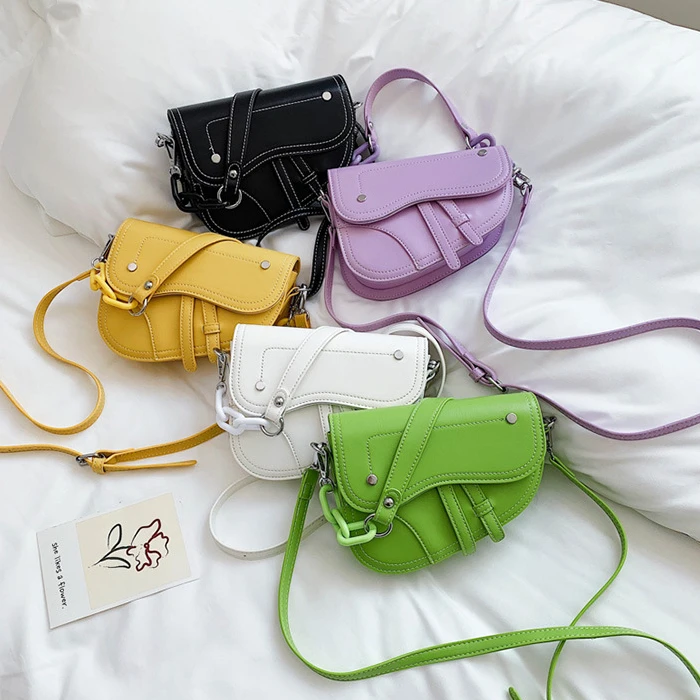 

Wholesale Candy Color Small Underarm Purses Shoulder Crossbody Bag High Quality Designer Handbags for Women Saddle Bag, 5 colors