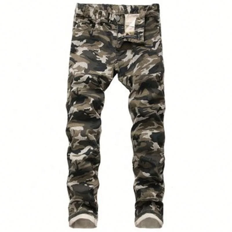 

Voogue Men Fashion Casual Pencil Pants Wholesale Camouflage Straight Pants New Men's flexible new Jeans, Customized color