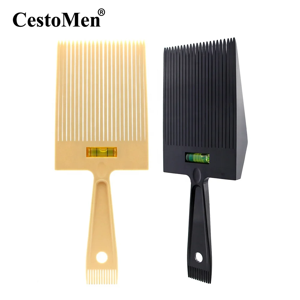 

CestoMen Barber Shop Professional Hair Clipper Flattopper Comb Liquid Bubble Level Hair Cutting Flat Top Guide Comb For Barber, Black, beige