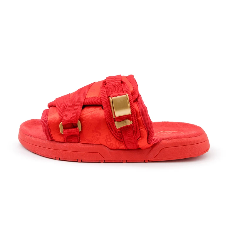 

custom wholesale sandal beach 2021 fashion buckle strap men plain red slide sandal sport casual summer walking shoes slipper