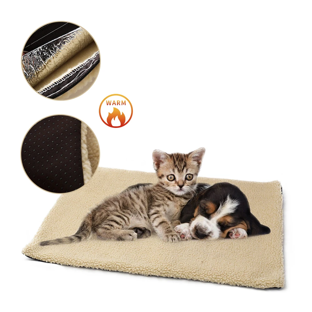 

Kinyu Cashmere Warm Pet Dog Self Heating Pad Heated Dog Bed, White/yellpw