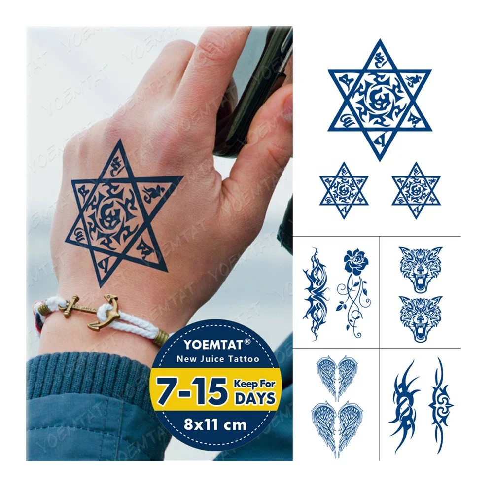 

durable Semi-permanent herbal tattoo juice stickers for adults, Cmyk